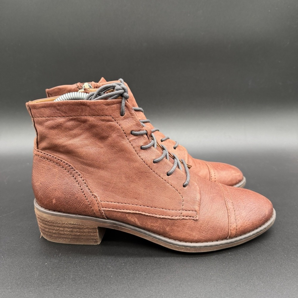 Women's Comfortiva Non Slip Full Grain Leather Lace Up Boots‎ Zip Booties Sz 7.5